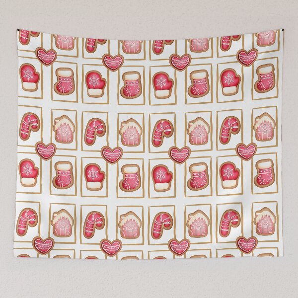 Item preview, Christmas Gingerbread Cookies Pop Art Decorated with Pink and White Frosting designed and sold by ittybittyowl.