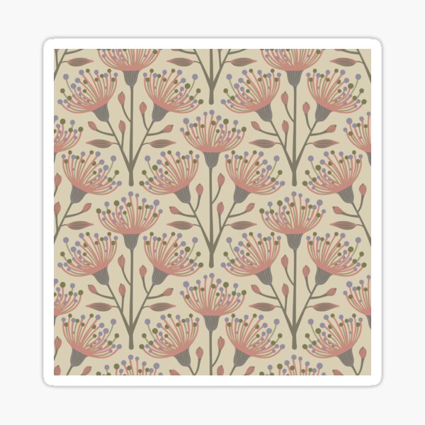 AUSTRALIAN EUCALYPTUS FLORAL PATTERN in EARTHY SOFT NATURALS NEUTRALS - UnBlink Studio by Jackie Tahara Sticker