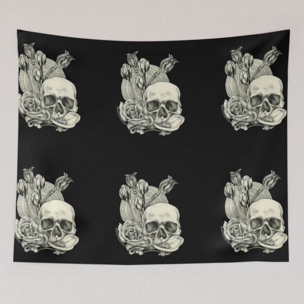 Item preview, Skull and rose with tulips designed and sold by KnowingWonder.