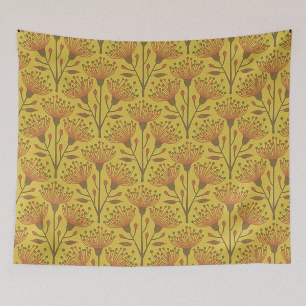 Item preview, AUSTRALIAN EUCALYPTUS FLORAL PATTERN in DEEP YELLOW EARTHY BROWN OLIVE GREEN - UnBlink Studio by Jackie Tahara designed and sold by Jackie Tahara of UnBlink Studio.