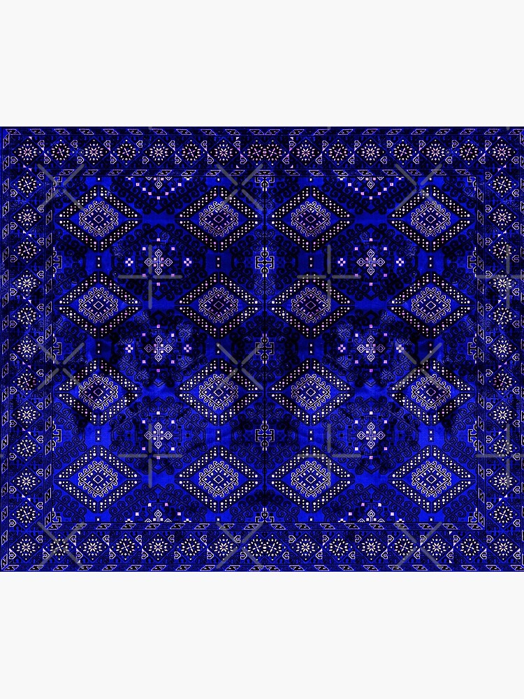 Oriental Royal Blue Indigo Vintage Traditional Moroccan Artwork by Arteresting