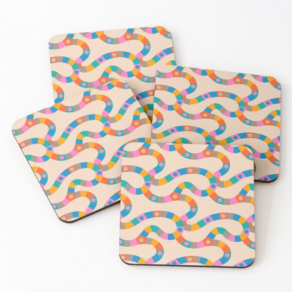 Item preview, VINTAGE GAME BOARD ABSTRACT GEOMETRIC PATTERN in BRIGHT COLOURS ON CREAM - UnBlink Studio by Jackie Tahara designed and sold by Jackie Tahara of UnBlink Studio.