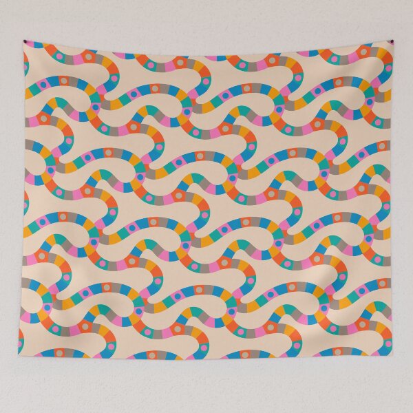 Item preview, VINTAGE GAME BOARD ABSTRACT GEOMETRIC PATTERN in BRIGHT COLOURS ON CREAM - UnBlink Studio by Jackie Tahara designed and sold by Jackie Tahara of UnBlink Studio.