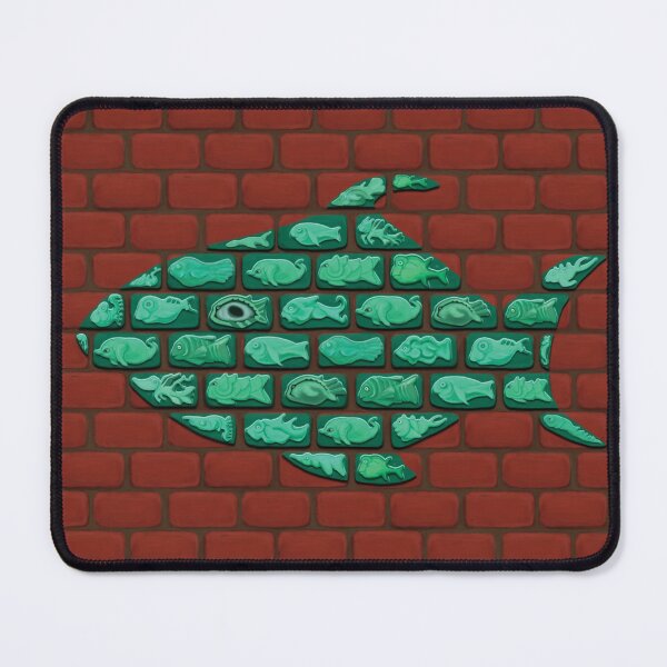Item preview, Fish Creatures Teal Green Blue on Red Brick Wall - Weird Fishes ZS094 designed and sold by RZ3000.