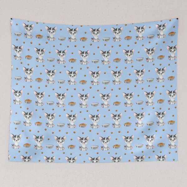 Item preview, Black and White Chihuahua Puppy Pattern with Blue Background designed and sold by MugsAndDuds.