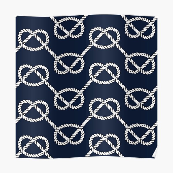 Nautical pattern with overhand marine knots Poster