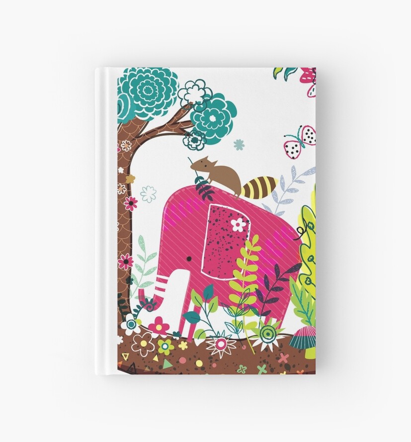 "Adorable Pink Elephant" Hardcover Journals By Gordon White | Redbubble