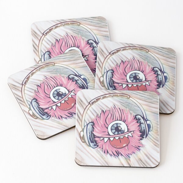 Item preview, Pink monster graphic on beige and gray abstract print designed and sold by BJG1966.