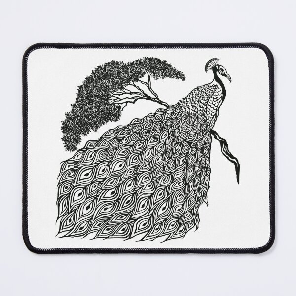 Item preview, Peacock on Branch | Bird Design designed and sold by Monochromatics by Corie Mae Dark.