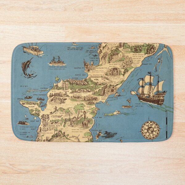 Item preview, 1958 Vintage Map of Island of Guam designed and sold by Gin  Neko.