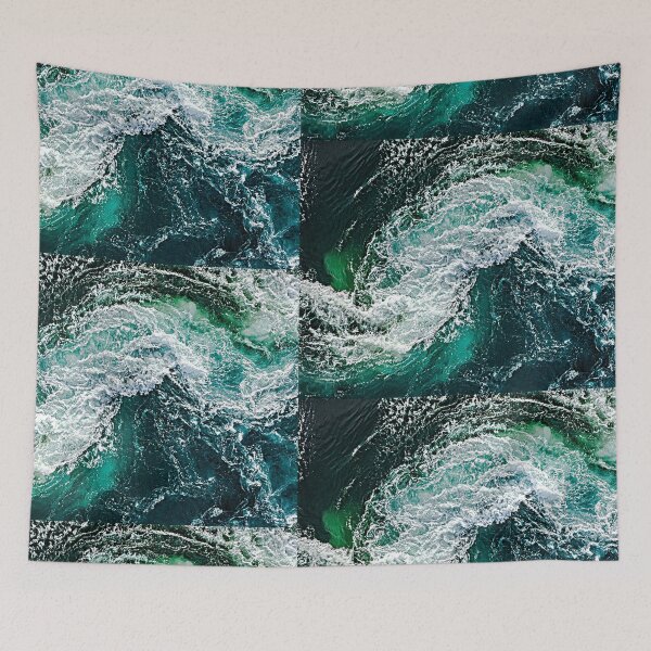 Item preview, Oceanic Waves Face Mask 3D Printed Realistic Expression Unisex Fabric Mask for all adults and children alike. Reusable Washable 2 layer Polyester Cloth designed and sold by Chi  Gardens.