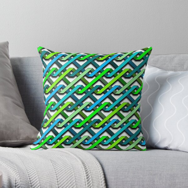 Blue and Green Tangles Throw Pillow