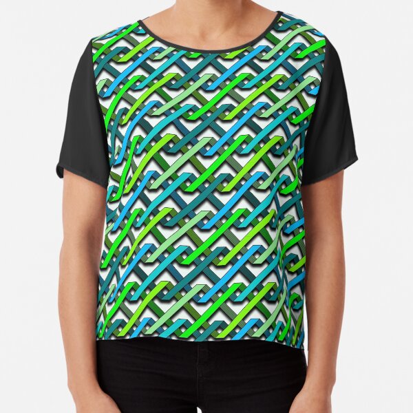 Blue and Green Tangles Chiffon Top
