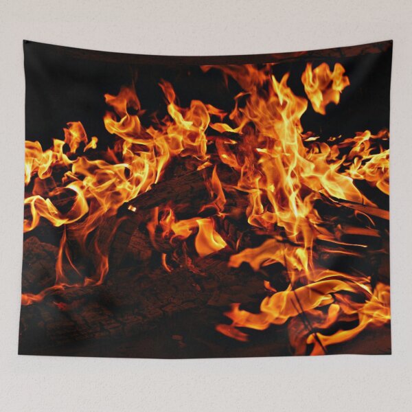 Item preview, Fire Flames Face Mask 3D Printed Realistic Expression Unisex Fabric Mask for all adults and children alike. Reusable Washable 2 layer Polyester Cloth designed and sold by Chi  Gardens.