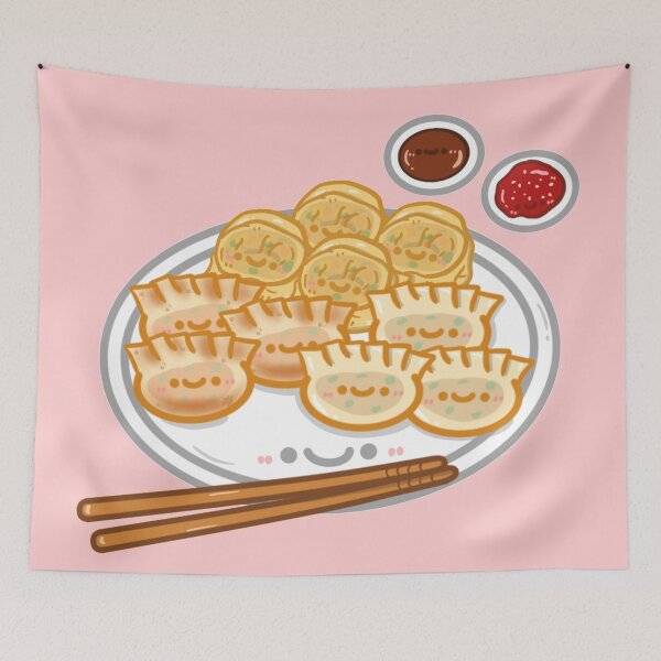 Item preview, Kawaii korean street food korean steam fried mandu dumplings sticker designed and sold by Marie-c-doodles.