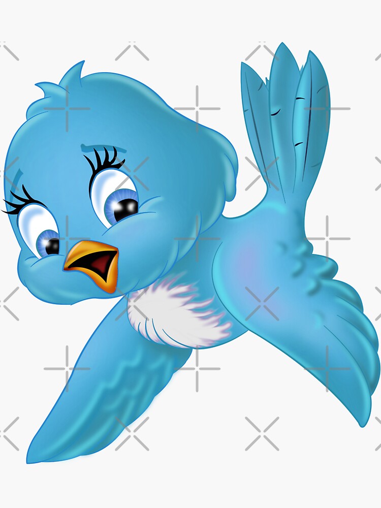 Bird Cartoon, Large Blue Bird Cartoon, blue and white bird illustration,  marine mammals, photography, print, art. | Sticker