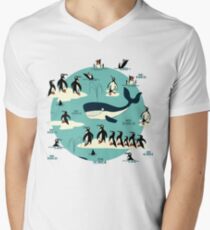 Whales, Penguins and other friends Men's V-Neck T-Shirt