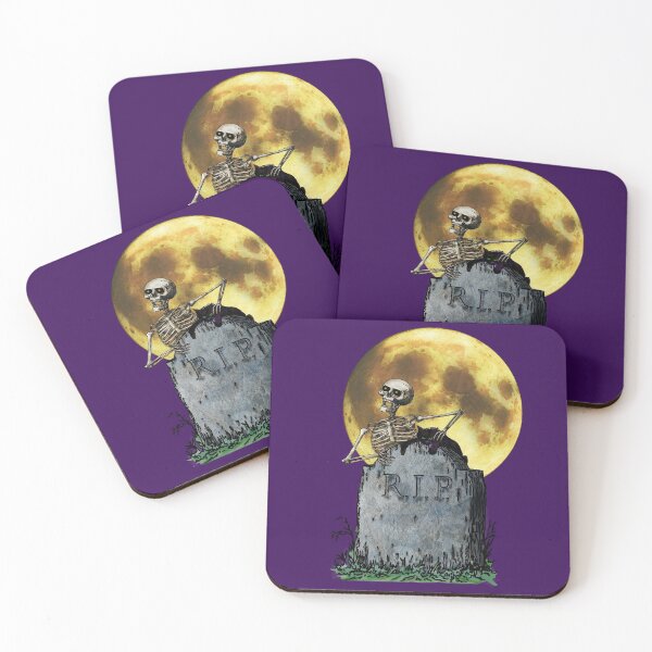 Item preview, Undead Familiar Tombstone RIP Under a Full Autumn Moon designed and sold by FictiveArt.