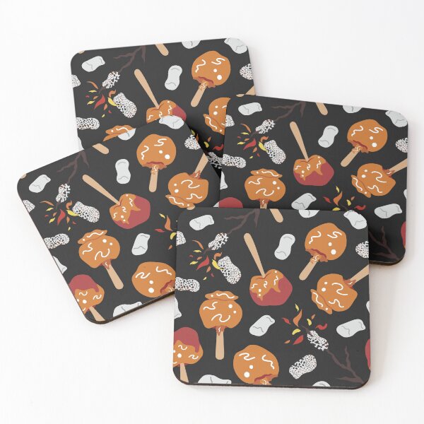 Item preview, Candy Apples and Marshmallows [ON BLACK] Pattern designed and sold by Daniel Bevis Design.