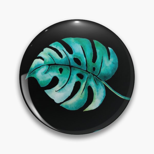 Item preview, Green/Blue Monstera Leaves on Black Background designed and sold by SandpaperStudio.