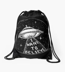 I want to believe Drawstring Bag