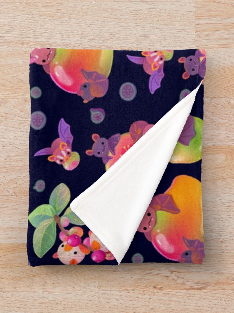 Thumbnail 3 of 6, Throw Blanket, Fruit and bat - dark designed and sold by pikaole.