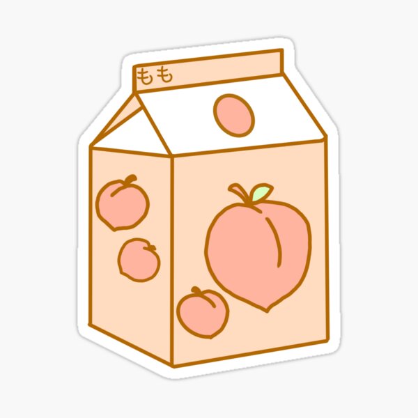 Peach Milk Carton Sticker By Parapara5 Redbubble