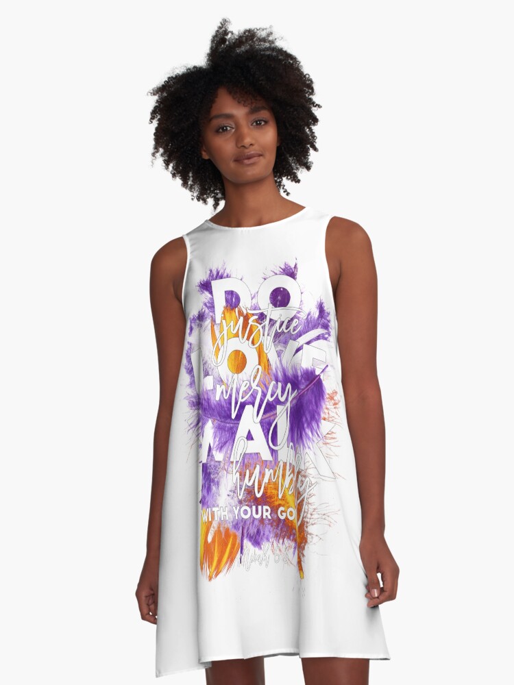 Vestido acampanado «Versículo de la biblia Micah 6: 8 Plumas naranjas y blancas púrpuras» de blackcatprints | Redbubble Vestido acampanado «Versículo de la biblia Micah 6: 8 Plumas naranjas y blancas púrpuras» de blackcatprints | Redbubble