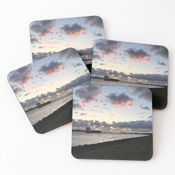 Item preview, A view of a channel in Rotterdam port in the sunset designed and sold by dabingboshi.