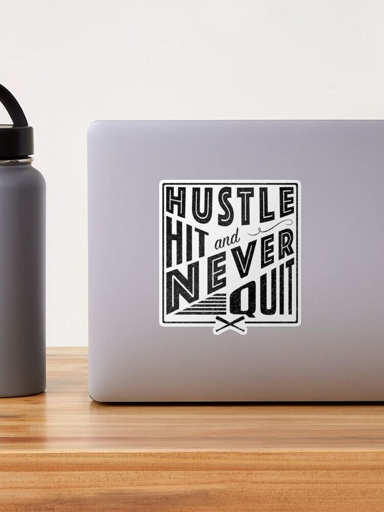 Baseball Softball Hustle Hit And Never Quit Sticker for Sale by  gamefacegear