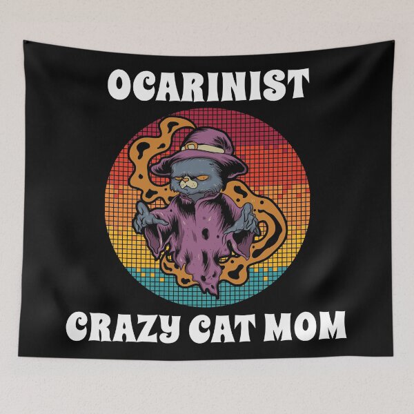 Item preview, Ocarinist Crazy Cat Mom Groovy Halloween Party Retro Vintage designed and sold by ojdart.