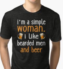 I'm A Simple Woman I Like Bearded Men And Beer Tri-blend T-Shirt