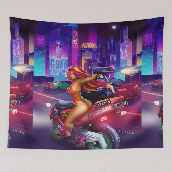 Item preview, Motorbike City New Retro Wave Neon Bikini designed and sold by ladykraken.