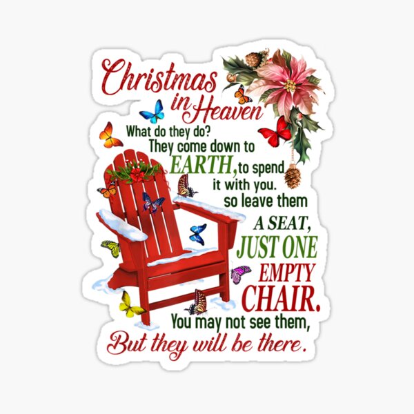  Christmas In Heaven Poem With Rocking Chair And Butterflies Sticker For Sale By Bluechic89