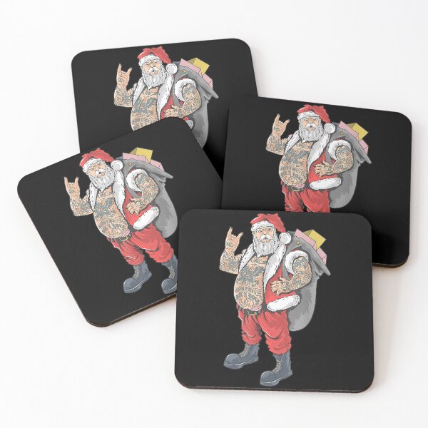 Aperçu de l'œuvre Noël en juillet Rock and Roll Santa avec tatouages créée et vendue par bluechic89.