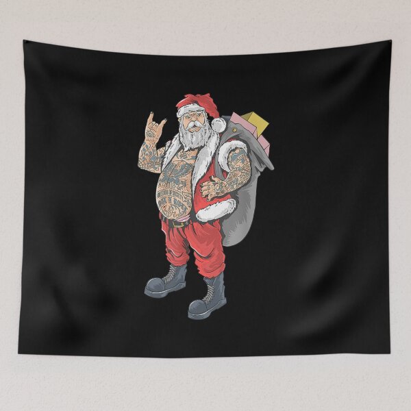 Aperçu de l'œuvre Noël en juillet Rock and Roll Santa avec tatouages créée et vendue par bluechic89.