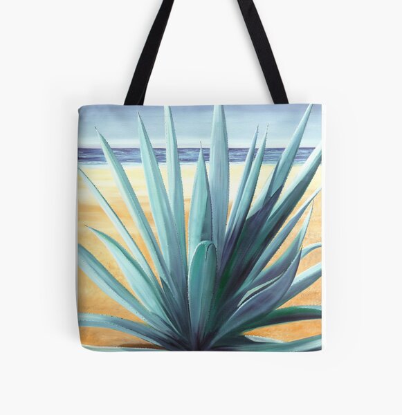 Agave en la Playa - oil painting of cactus on a Mexican beach All Over Print Tote Bag