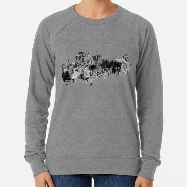 Jeddah skyline in black watercolor Lightweight Sweatshirt