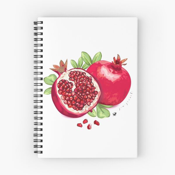 Item preview, Pomegranate, leaves and pomegranate seeds illustration designed and sold by Alexandra Kueny.