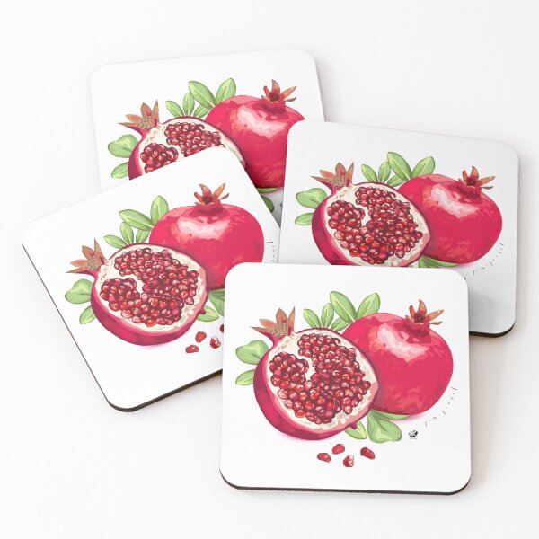 Item preview, Pomegranate, leaves and pomegranate seeds illustration designed and sold by Alexandra Kueny.
