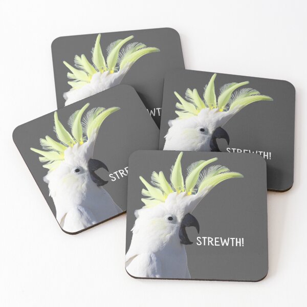 Item preview, Strewth! Sulphur crested, white cockatoo. Photograph and light colour text. designed and sold by JellyBeenzz.