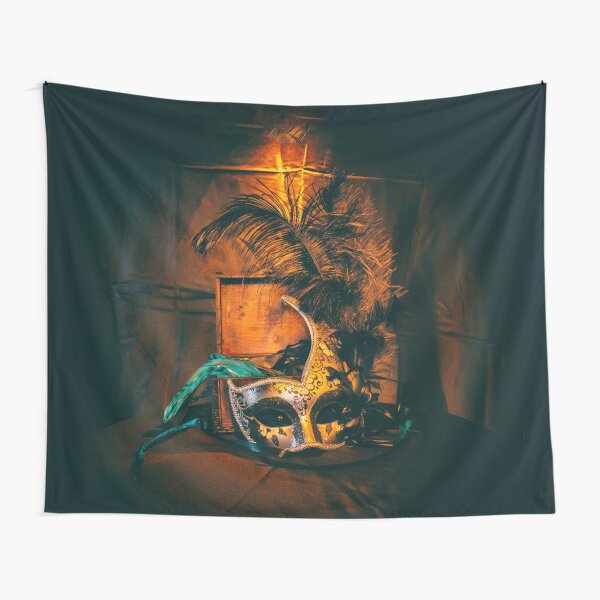 Masquerade Mask Feathers Still Life Tapestry