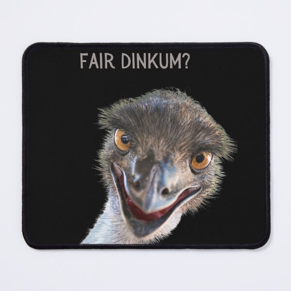 Item preview, Fair dinkum? Emu, close up. Photograph and light colour text. designed and sold by JellyBeenzz.