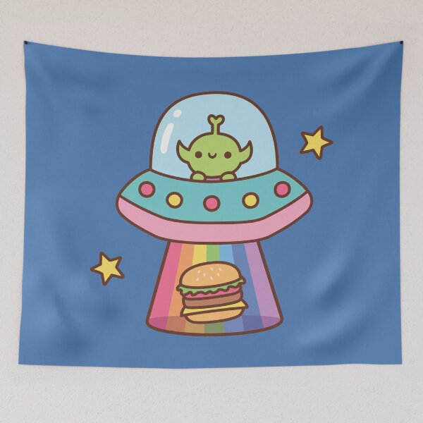Item preview, Funny Alien Abducts Burger Doodle designed and sold by rustydoodle.