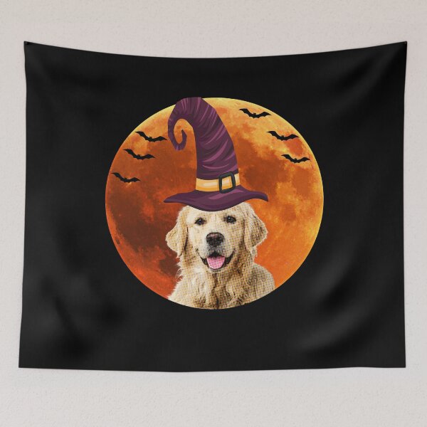 Item preview, Cute golden retriever dog with witch hat designed and sold by alaechamlal.