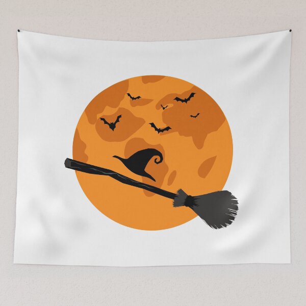 Item preview, Halloween For Family Broom Witch Hat black and orange designed and sold by istoriadesign.