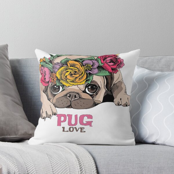 Item preview, Pug Love Flowers Floral Dogs designed and sold by lucilleashah21.