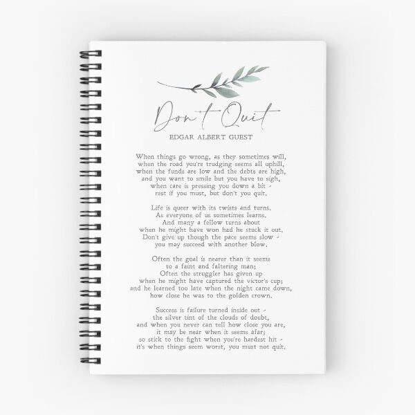 Item preview, Don't Quit | Edgar Albert Guest | Poem | Motivation | Inspiration | Wall Art | Minimalist | Quote | Physical Print designed and sold by SmashingInkster.