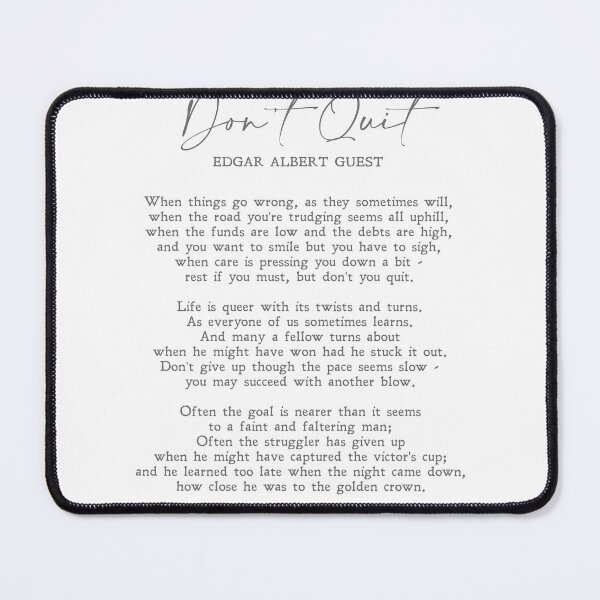 Item preview, Don't Quit | Edgar Albert Guest | Poem | Motivation | Inspiration | Wall Art | Minimalist | Quote | Physical Print designed and sold by SmashingInkster.