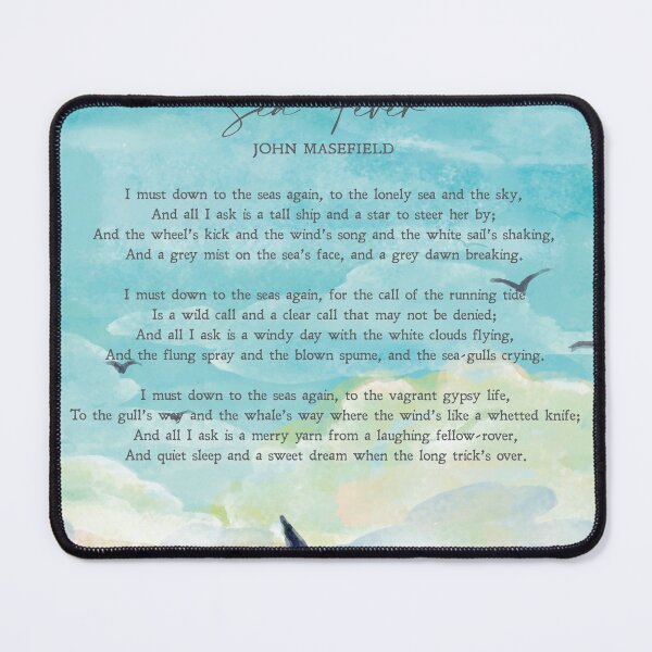 Item preview, Sea Fever | John Masefield | Poem | Sailing | Ocean | Nature | Inspiration | Wall Art | Minimalist | Quote | Physical Print designed and sold by SmashingInkster.